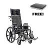 Drive Medical Sentra Full Reclining Wheelchair - 16" with Adjustable Full Arms